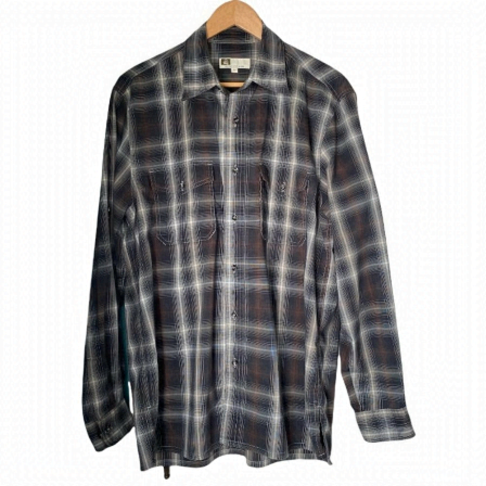 TILLEY Made in Canada Button Up Long Sleeve Plaid Shirt, Mens Size Medium